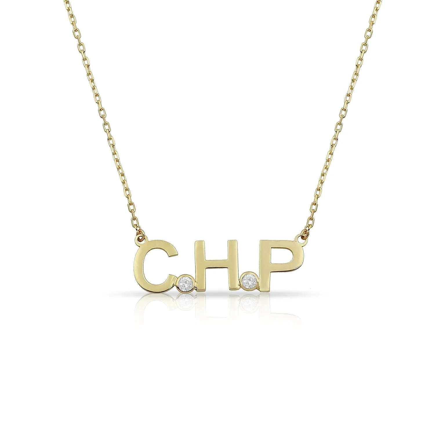 14K Diamond Initials Necklace