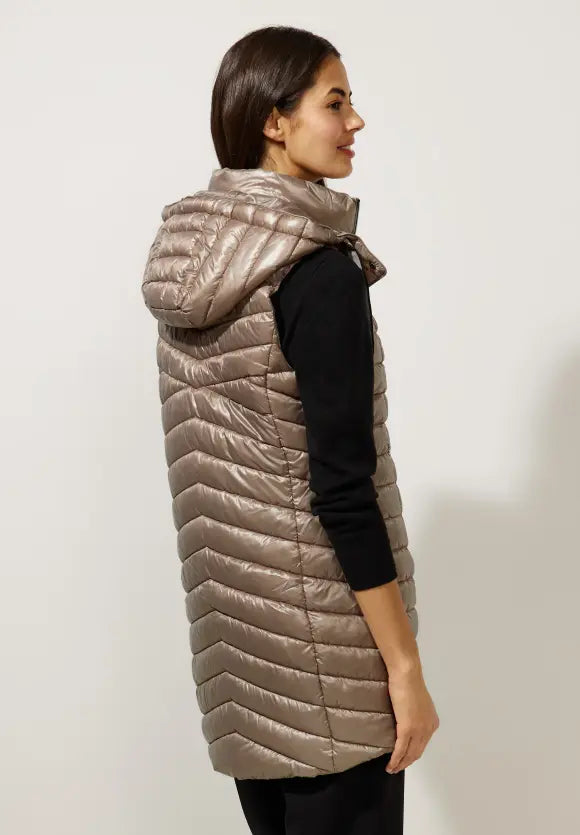 220196- Padded Gilet w/ Removable Hood- Iced Gold- Street One