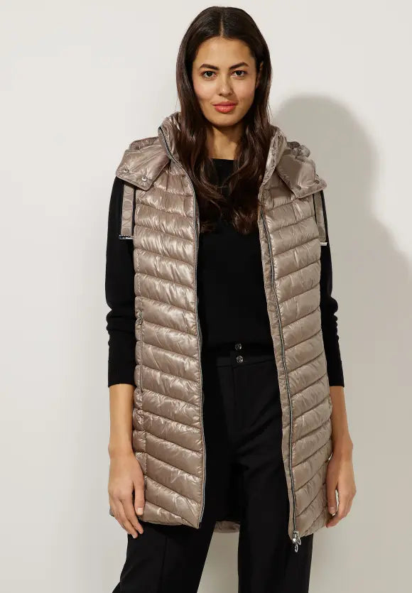 220196- Padded Gilet w/ Removable Hood- Iced Gold- Street One