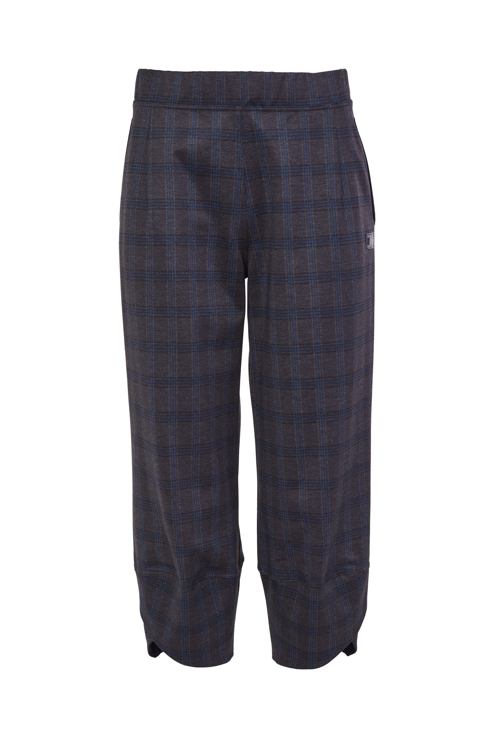 240- Naya Check Trousers w/ Lap over Hem- Charcoal