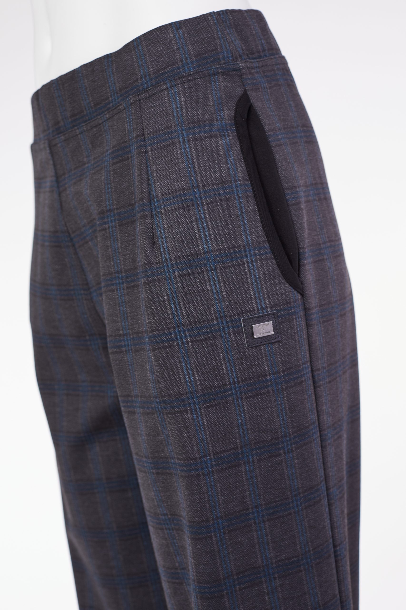 240- Naya Check Trousers w/ Lap over Hem- Charcoal