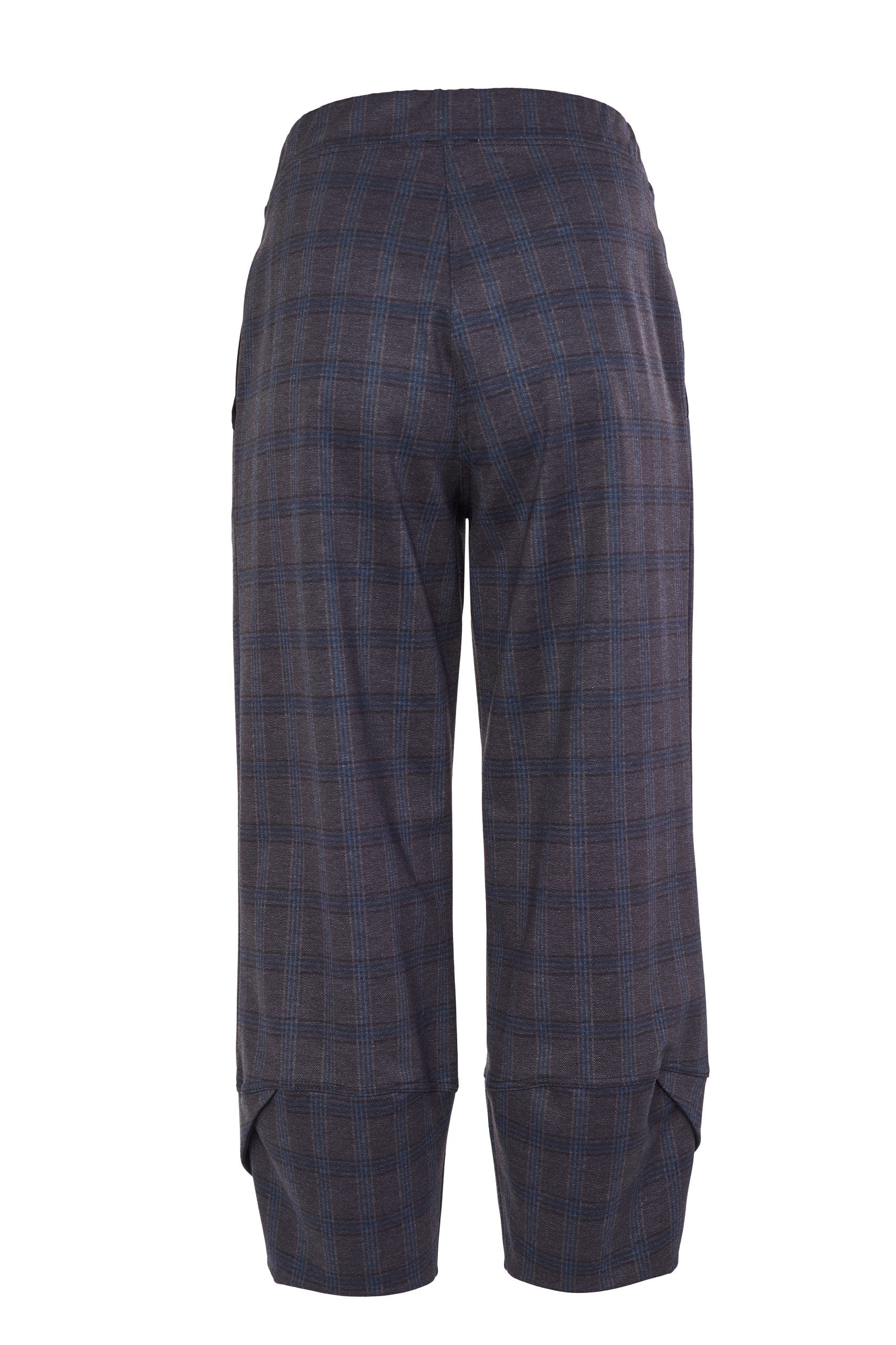 240- Naya Check Trousers w/ Lap over Hem- Charcoal