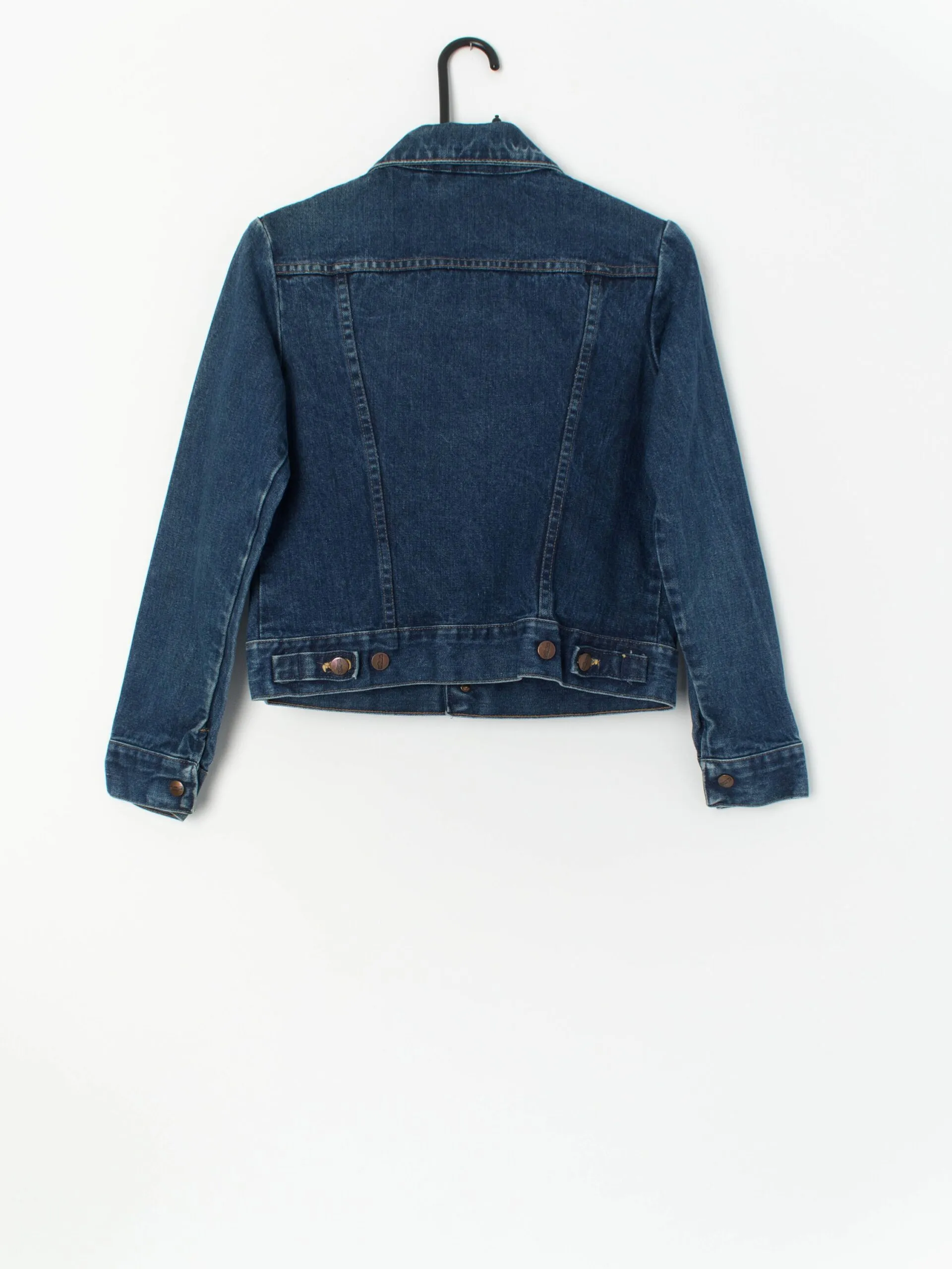 70s Wrangler denim jacket XS dark blue fitted jean jacket – Extra Small