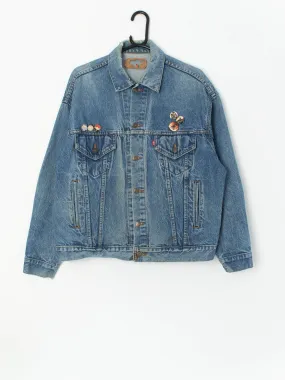 80s Levis trucker jacket M blue with detachable pins – Medium