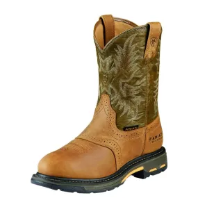 Ariat Mens 10 Workhog Pull-On H20 WP Work Boots - Aged Bark/Army Green 10008633