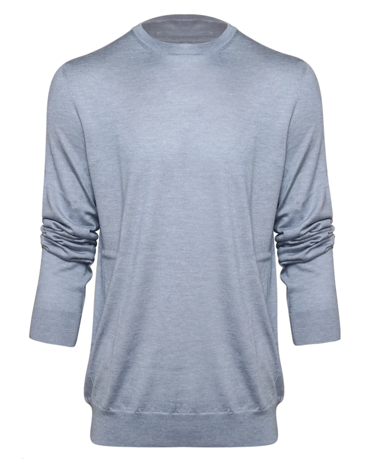 Avio Blue Flamed Silk and Cashmere Blend Crewneck Sweater