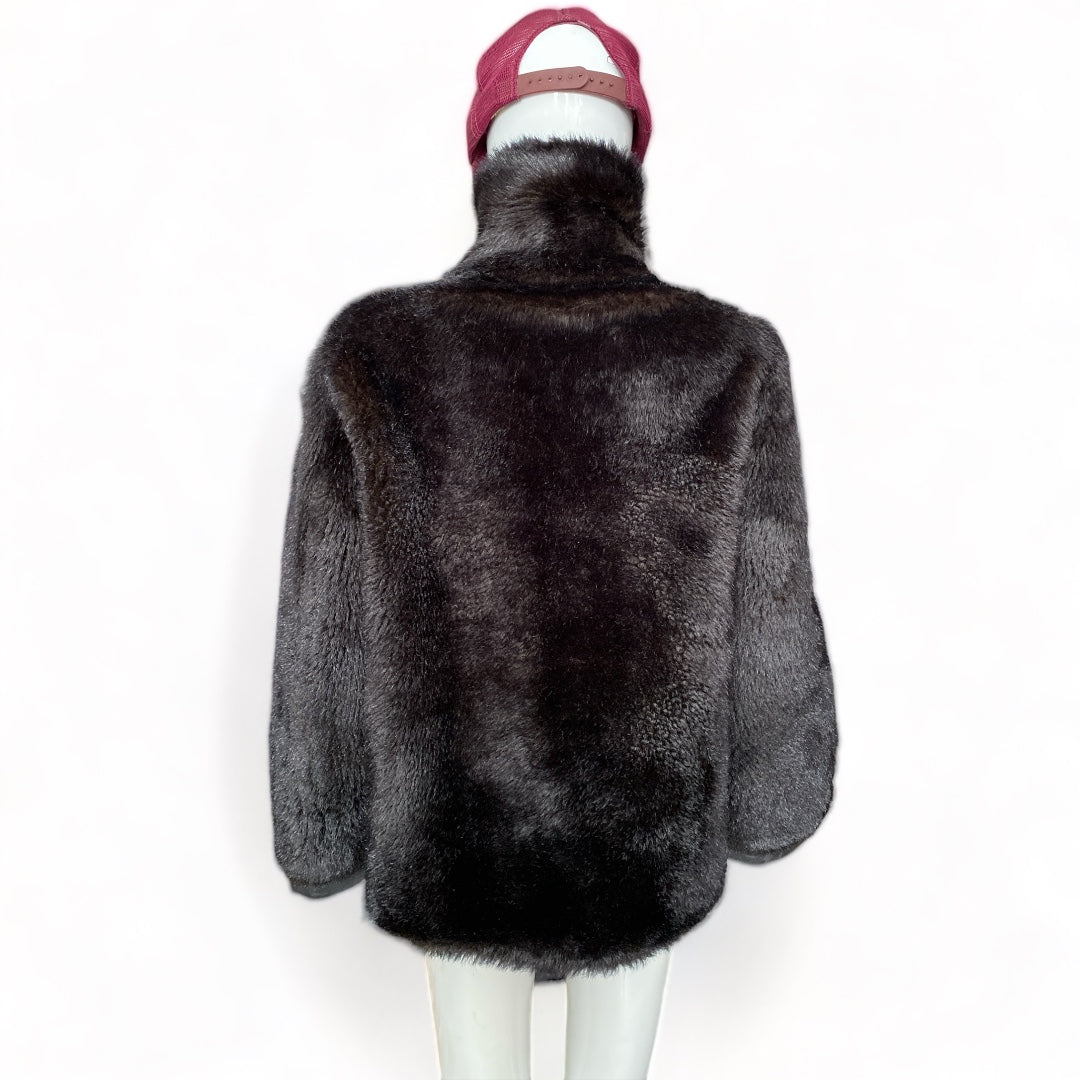 Black Faux Fur Bomber Jacket