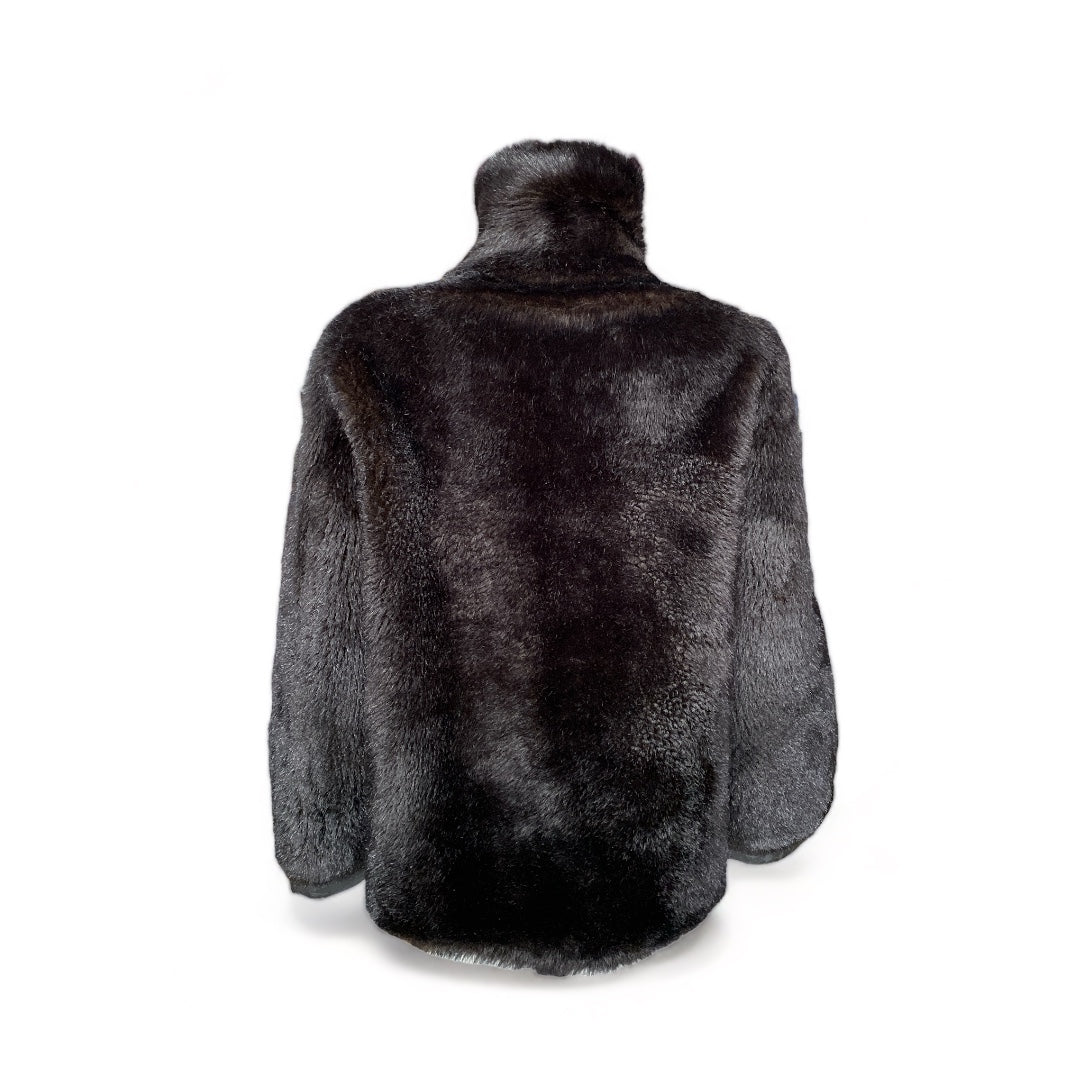 Black Faux Fur Bomber Jacket