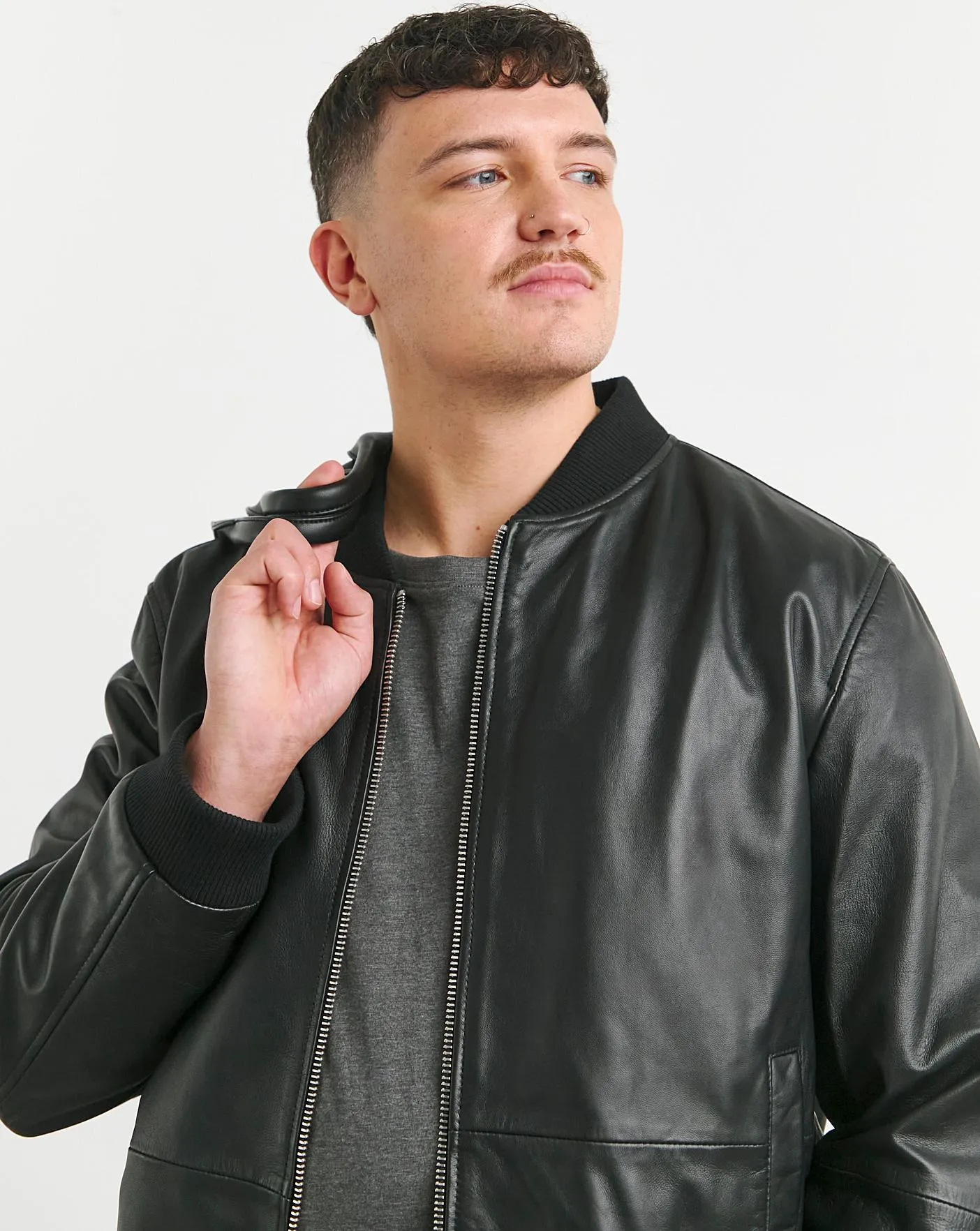 Black Leather Bomber Jacket