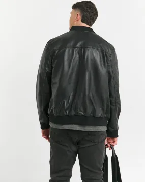 Black Leather Bomber Jacket