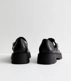 Black Leather-Look T Bar Shoes New Look