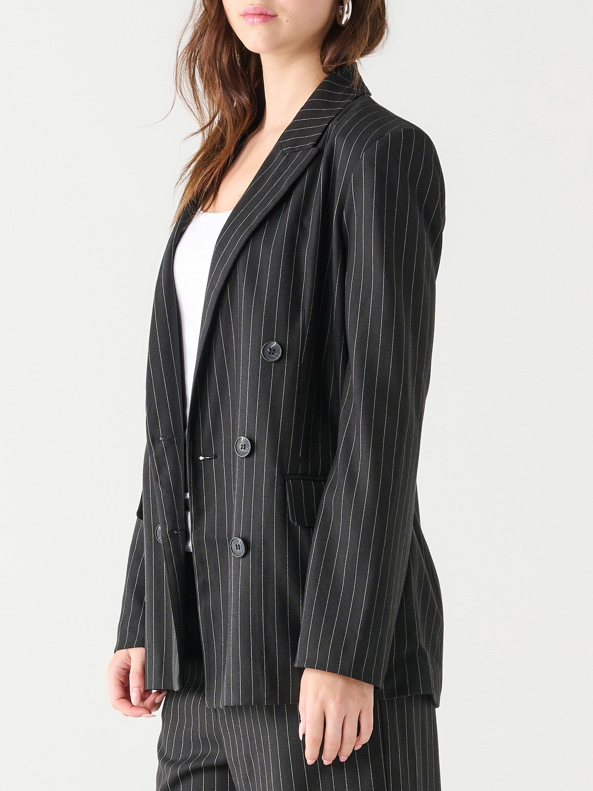 BLACK TAPE Double Breasted Pinstripe Blazer