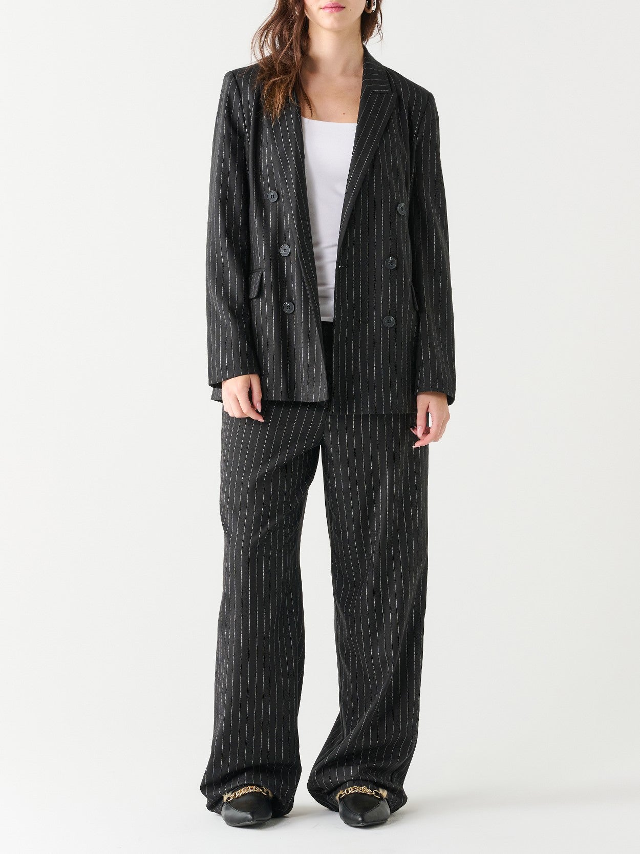 BLACK TAPE Double Breasted Pinstripe Blazer