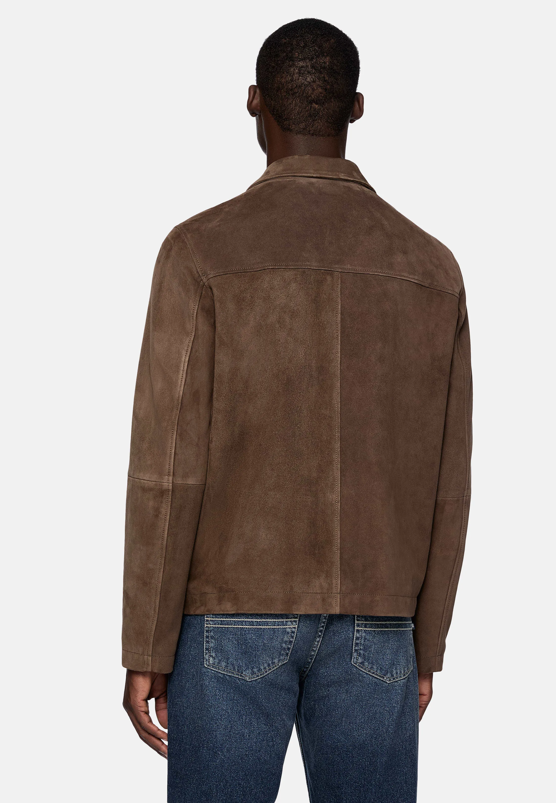 Bomber Jacket in Genuine Suede Leather