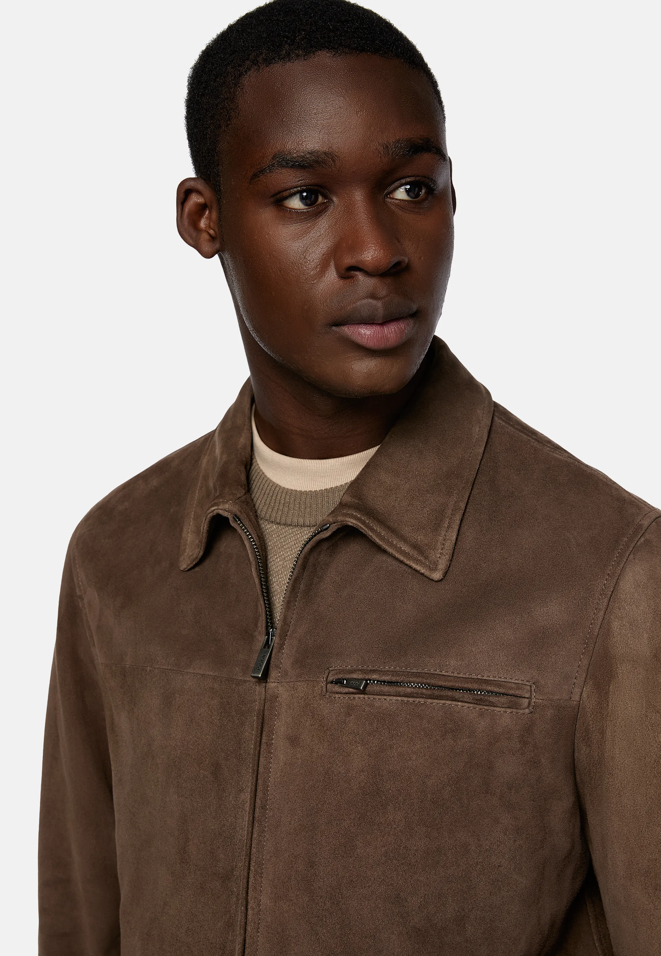 Bomber Jacket in Genuine Suede Leather