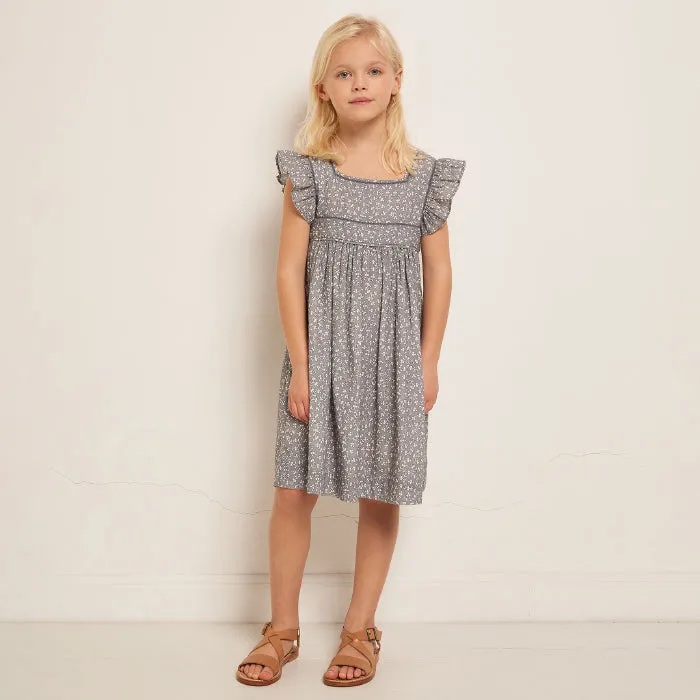 Bonpoint Child Cassiopee Dress Blue Grey Print