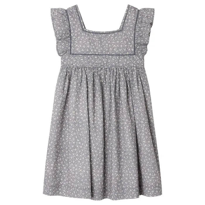 Bonpoint Child Cassiopee Dress Blue Grey Print