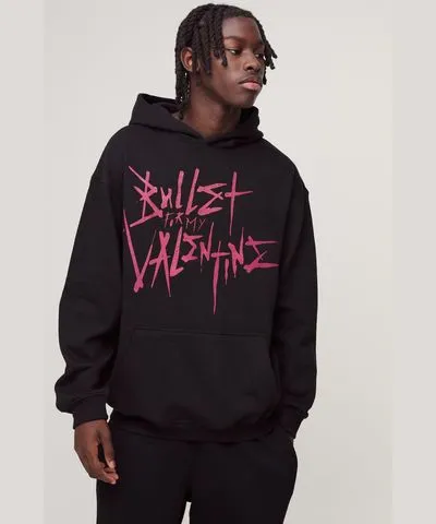 boohooMAN Mens Oversized Bullet for my Valentine License Print Hoodie