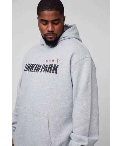 boohooMAN Mens Plus Oversized Linkin Park Wash License Hoodie