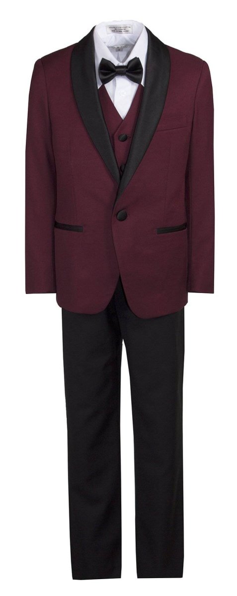 Boys' 5 Piece Slim Fit Shawl Tuxedo - 4 Colors