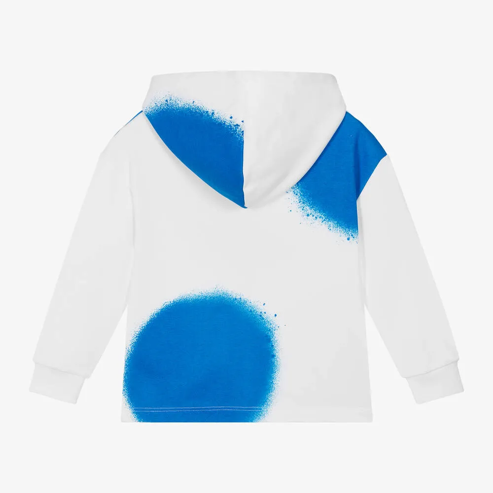 Boys White Cotton Spray Paint Hoodie