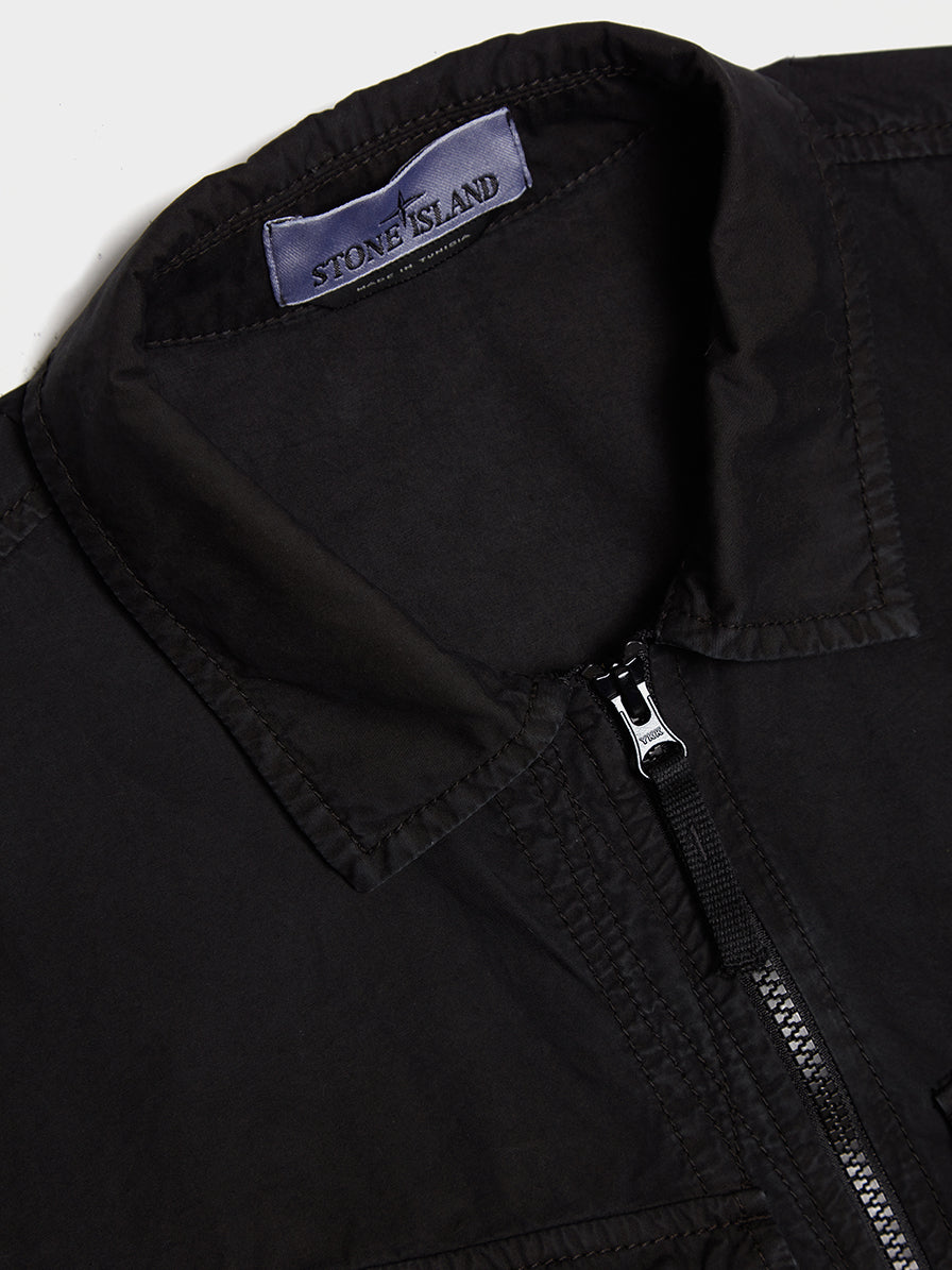 Brushed Cotton Overshirt, Black