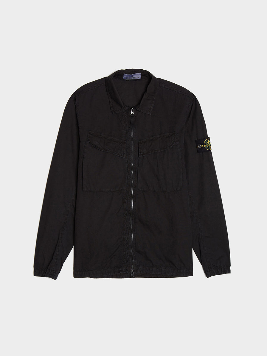 Brushed Cotton Overshirt, Black