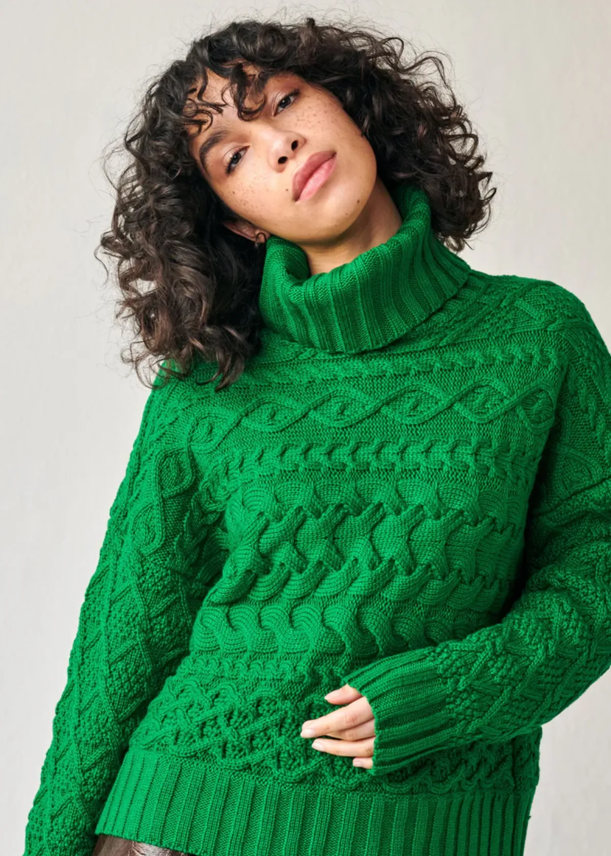 Cable Sweater - Bright Green