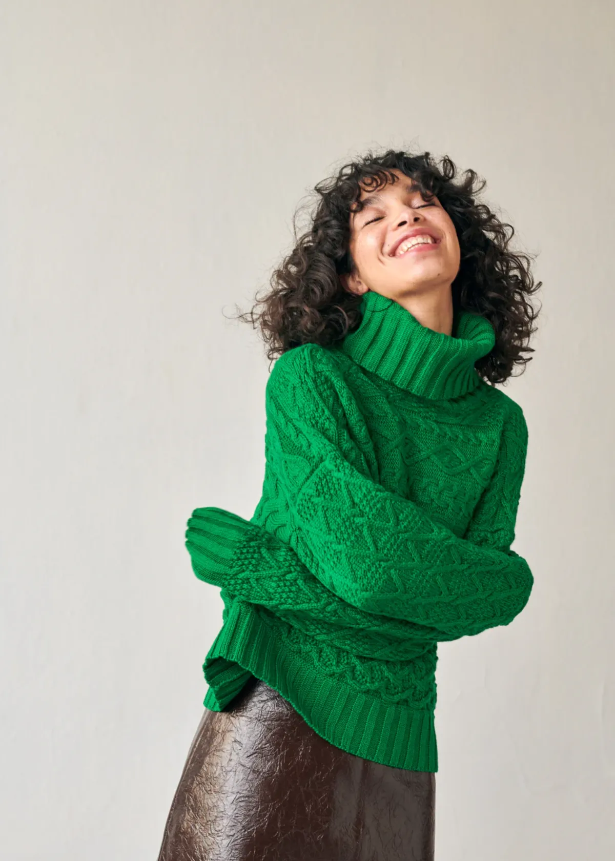 Cable Sweater - Bright Green