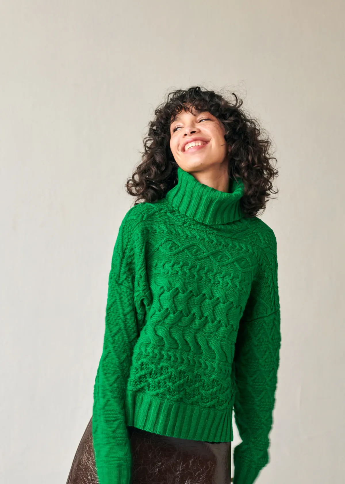 Cable Sweater - Bright Green