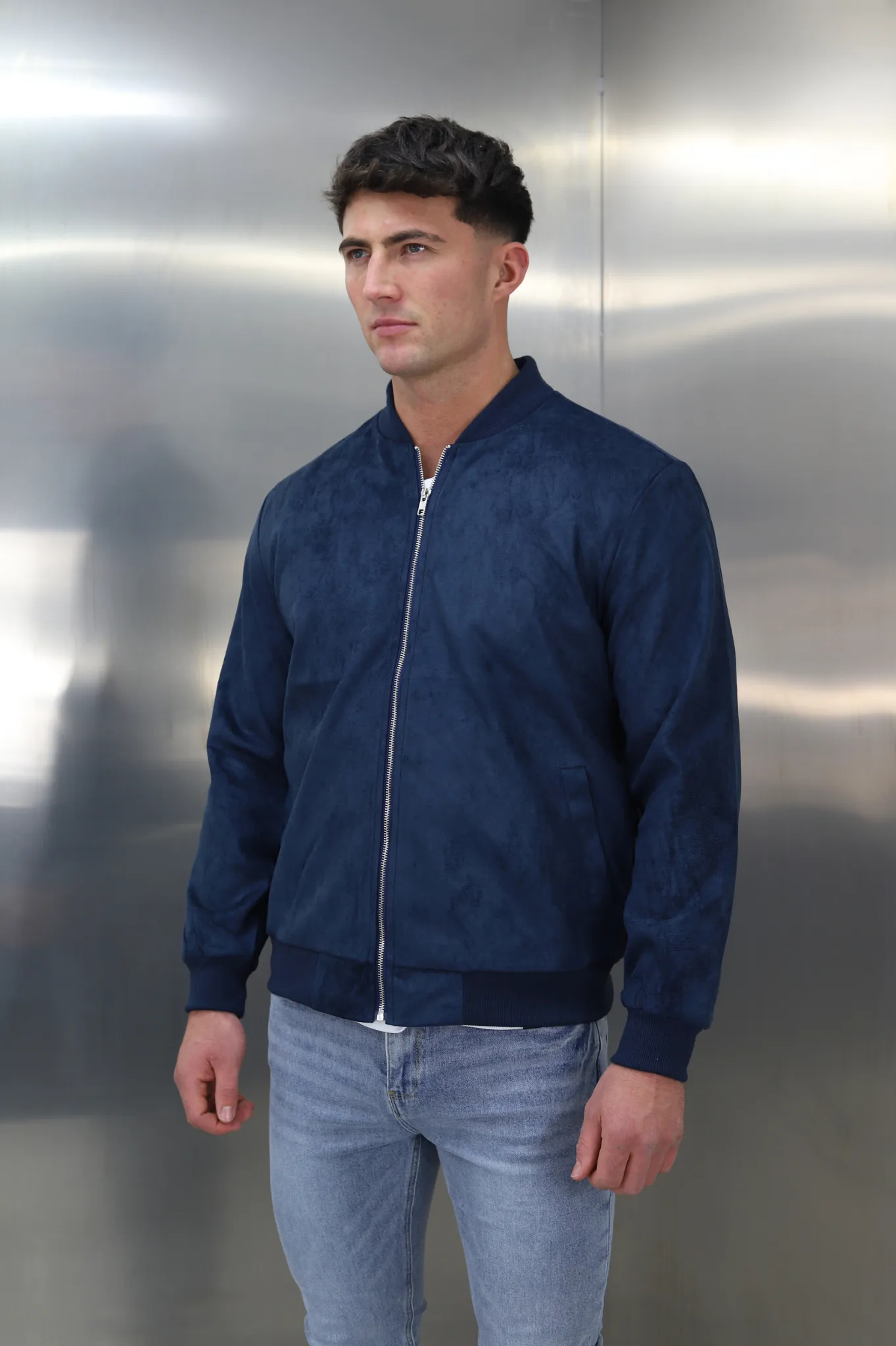 Capo SUEDE Bomber Jacket - Navy