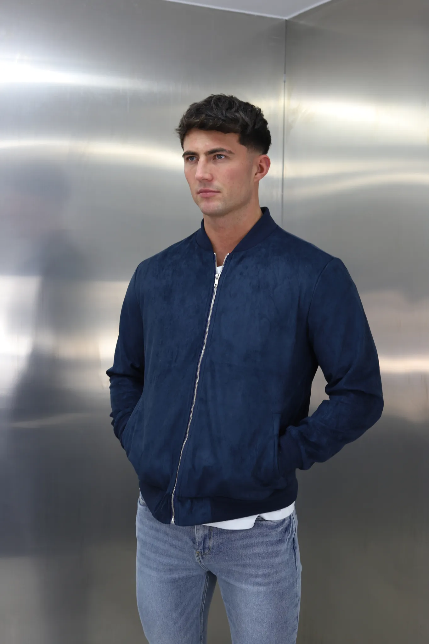 Capo SUEDE Bomber Jacket - Navy