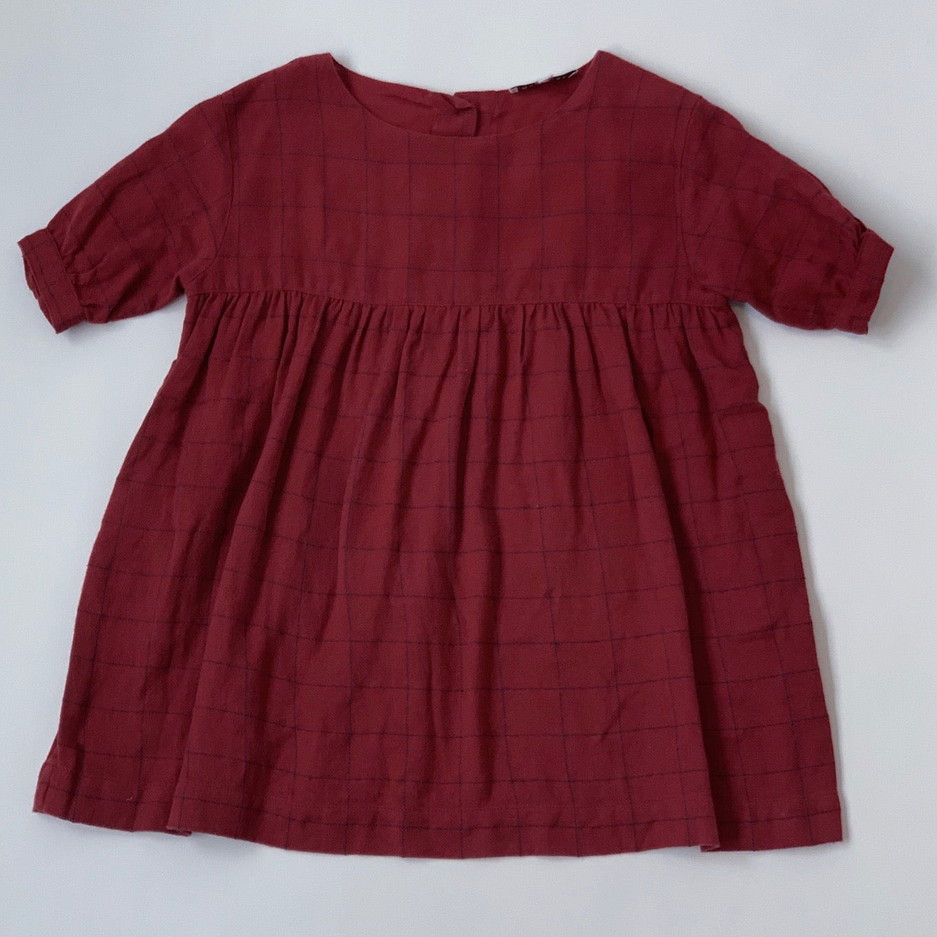 Caramel Maroon And Navy Check Dress: 3 Years