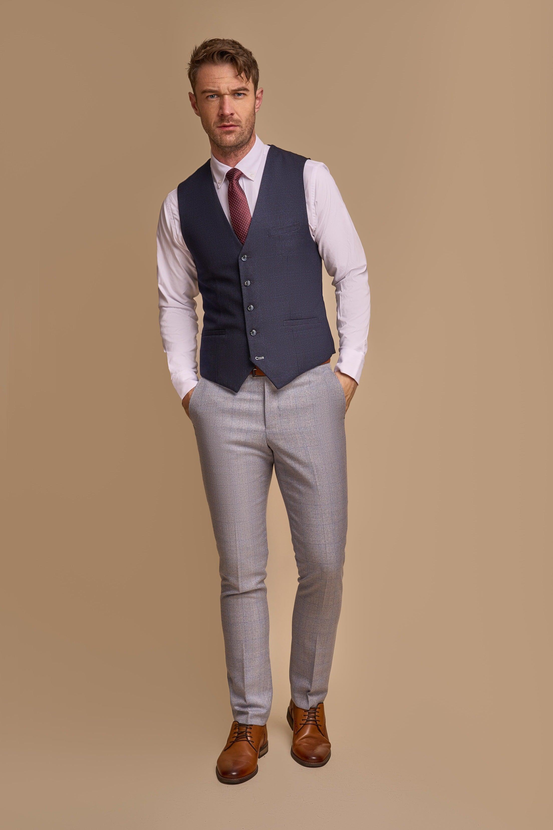 Caridi Sky With Caridi Navy Waistcoat