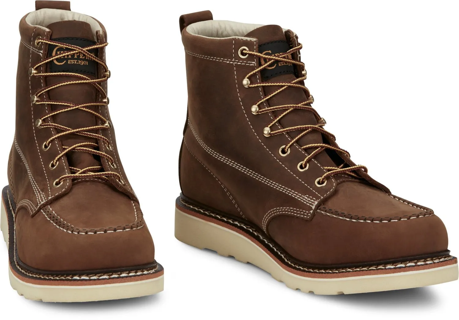 Chippewa Mens Edge Walker 6in Wedge Hickory Leather Work Boots