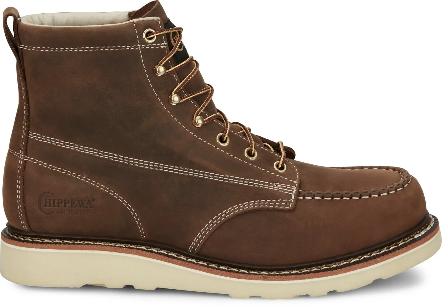 Chippewa Mens Edge Walker 6in Wedge Hickory Leather Work Boots