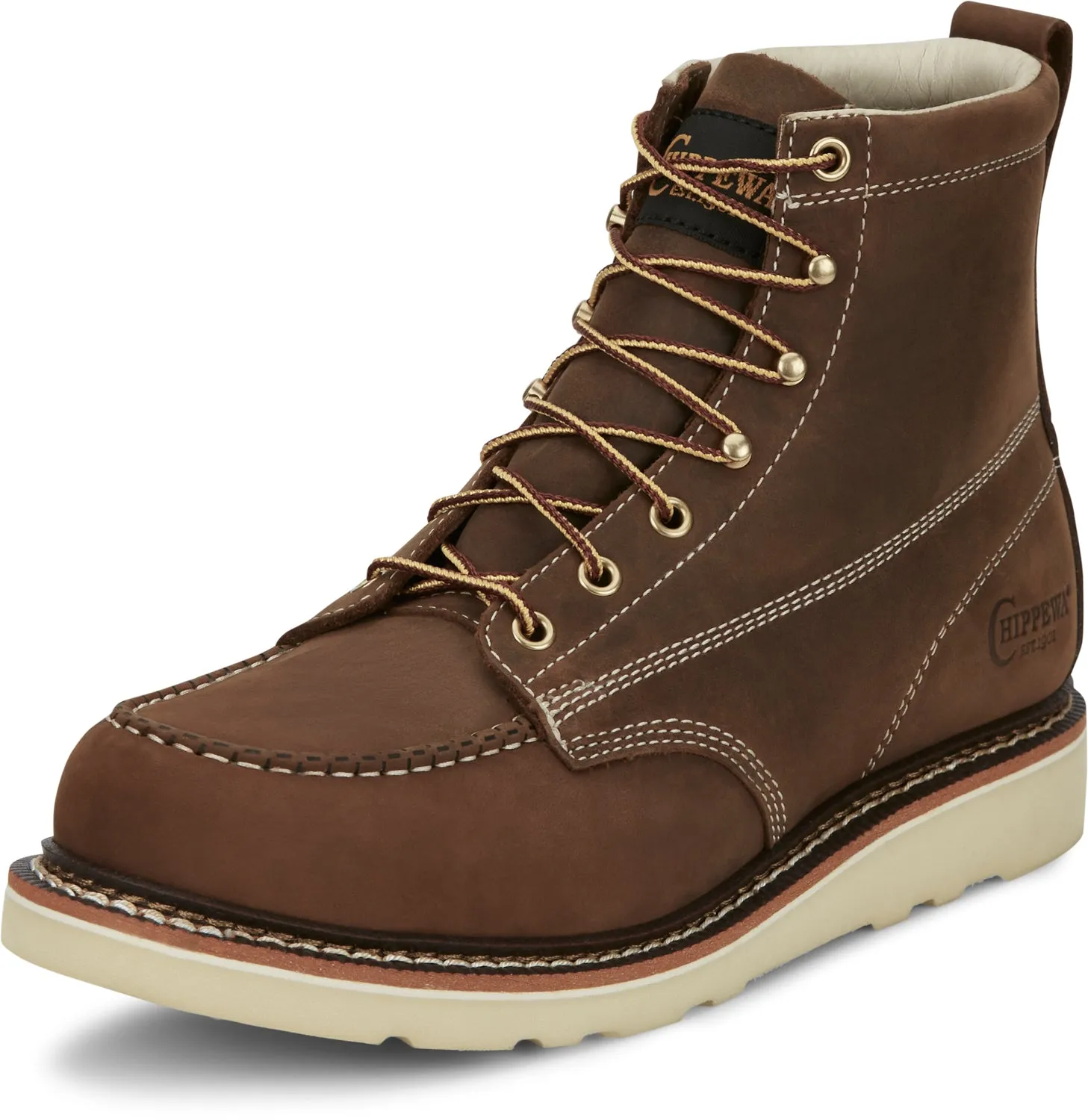 Chippewa Mens Edge Walker 6in Wedge Hickory Leather Work Boots