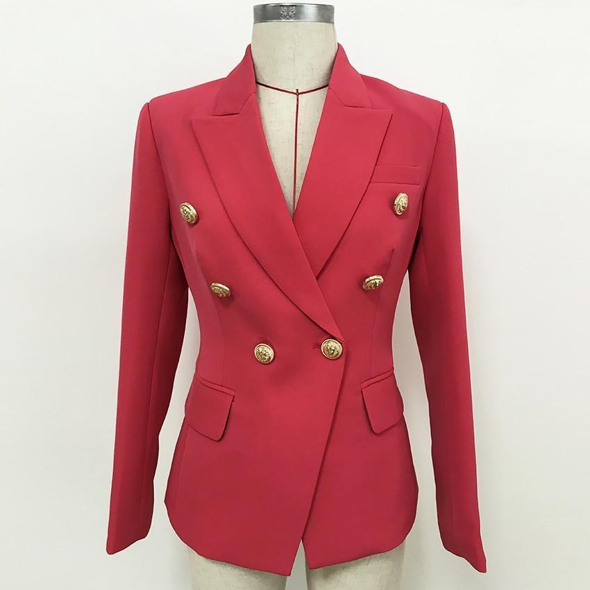 Coral Red Blazer Women - Casual - Plain-Solid