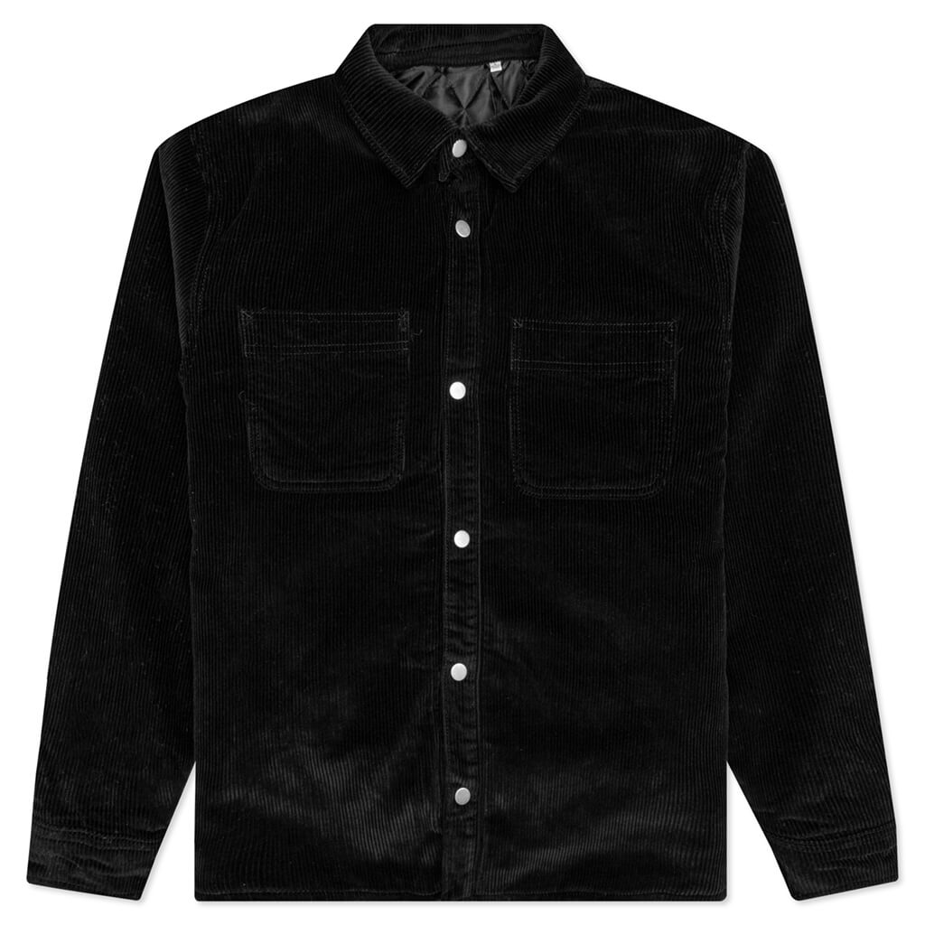 Cord Quilted Overshirt - Black