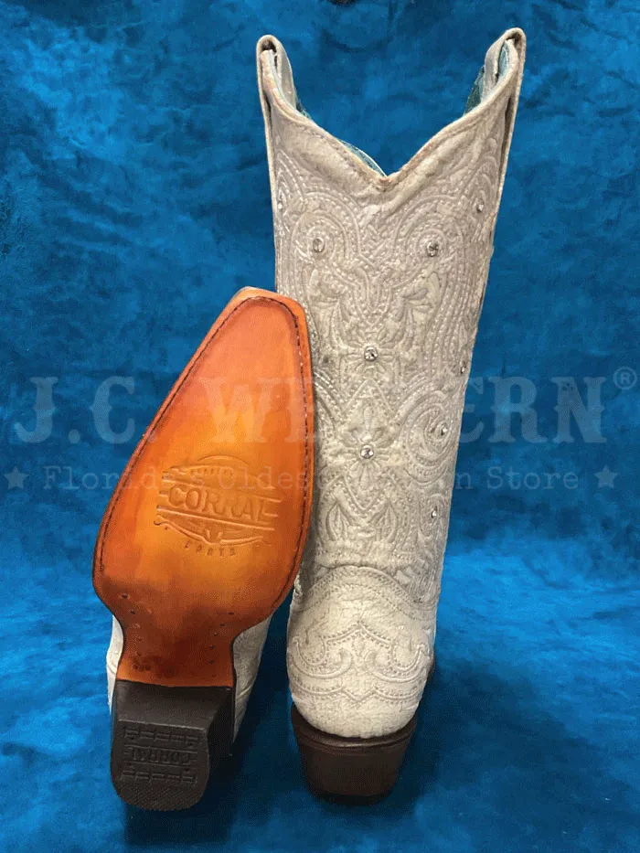 Corral Z5123 Ladies Embroidery & Crystals Western Boot Bone