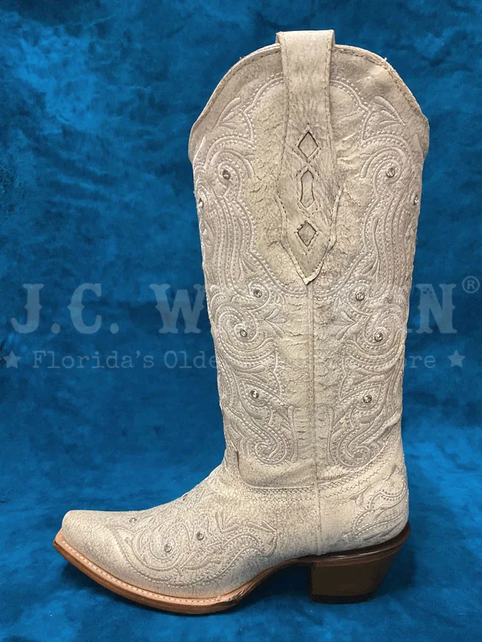 Corral Z5123 Ladies Embroidery & Crystals Western Boot Bone