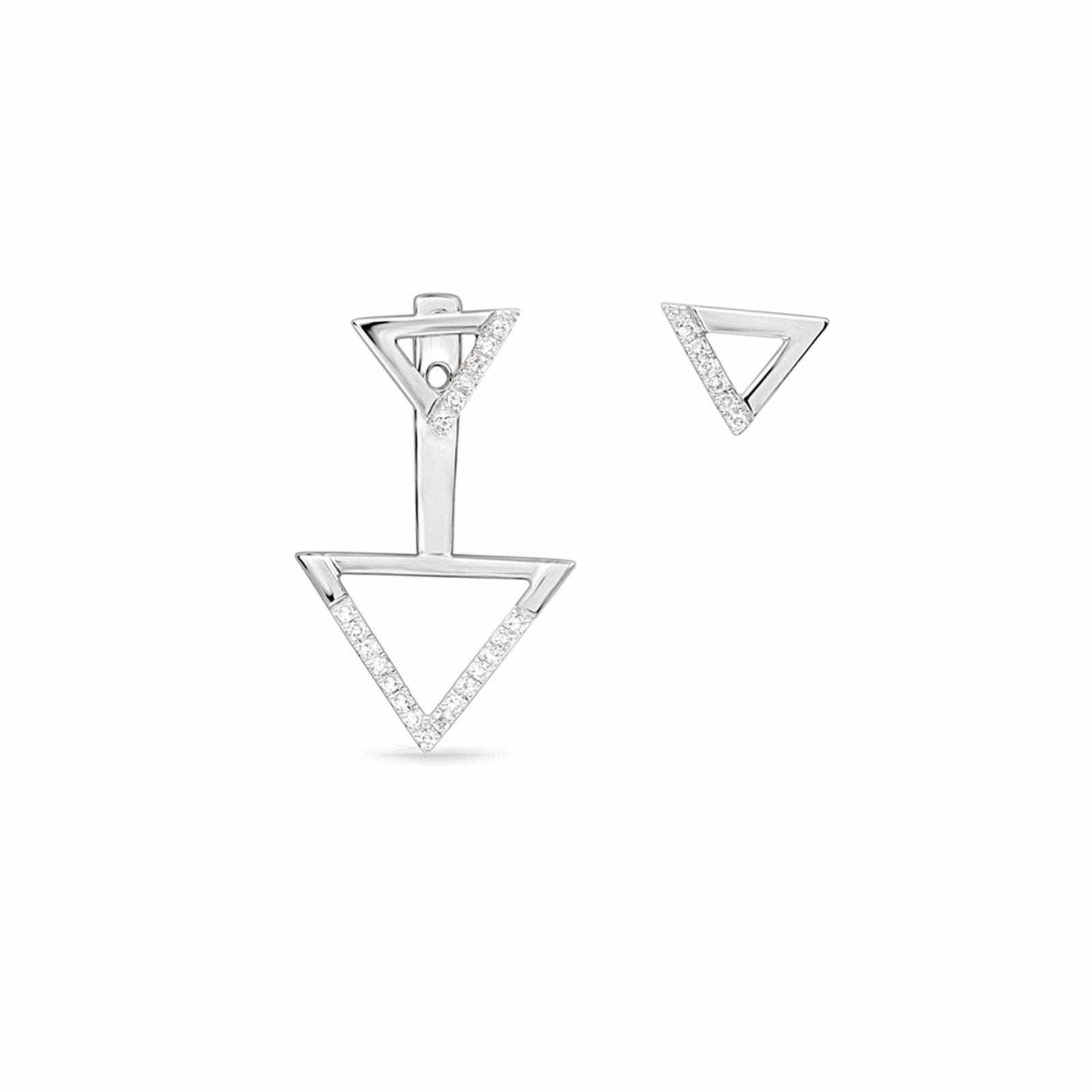 Double Diamond Triangle Ear Jackets & Studs