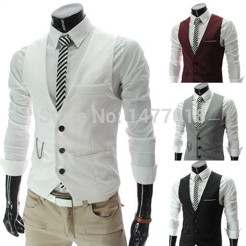 Elevate Your Style with Slim Fit Dress Vests for Men - Male Waistcoat Gilet