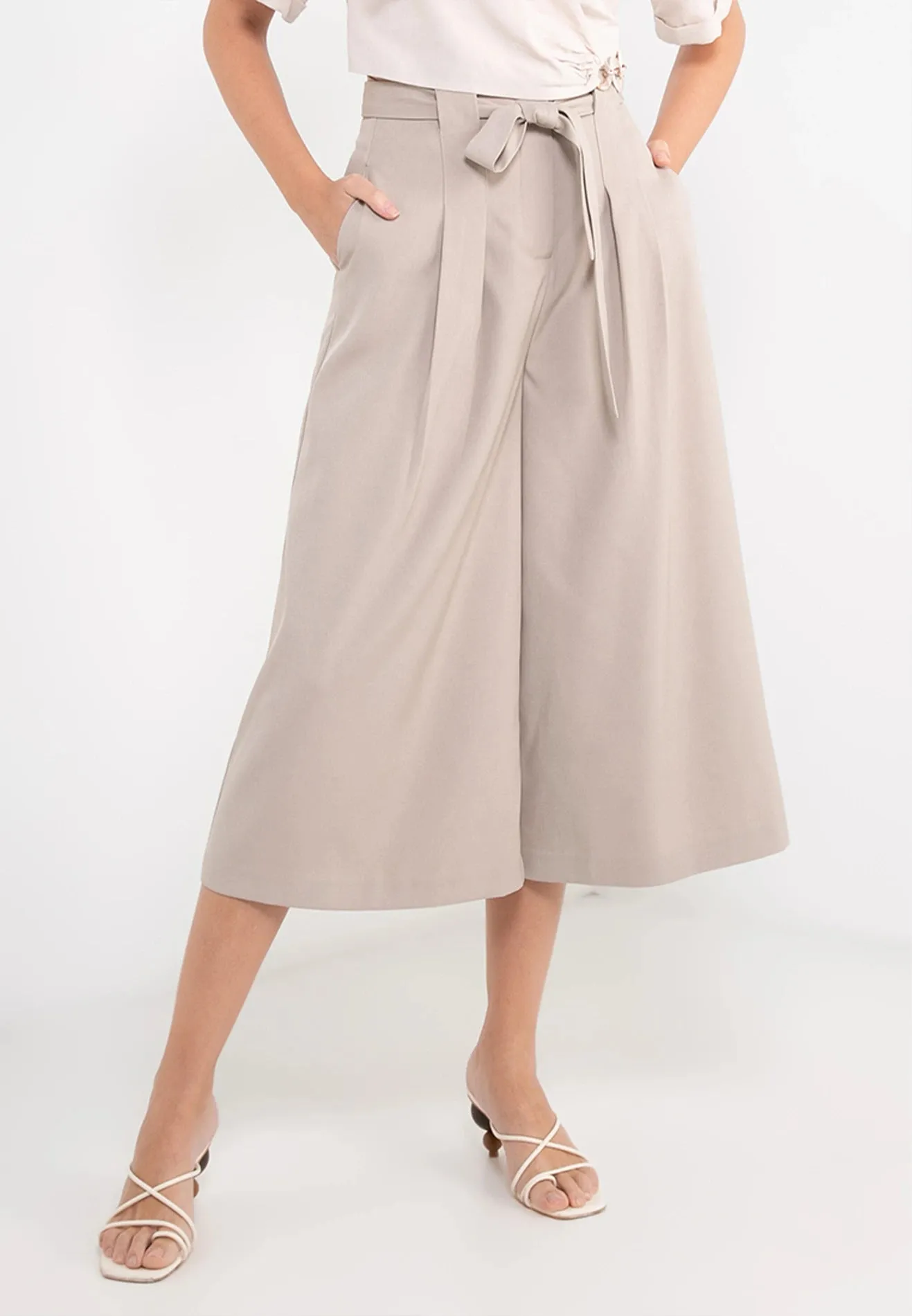 ELLE Apparel Classic Wide Leg Belted Pants