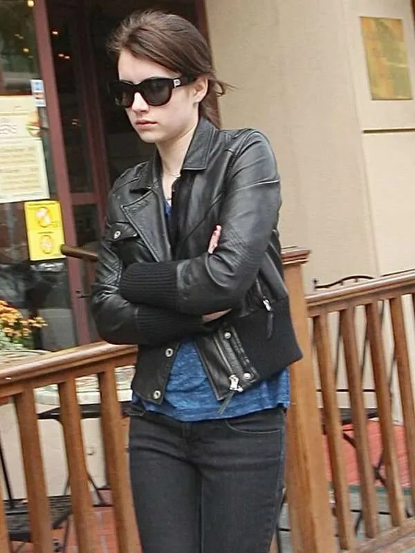 Emma Roberts Black Leather Jacket - New American Jackets