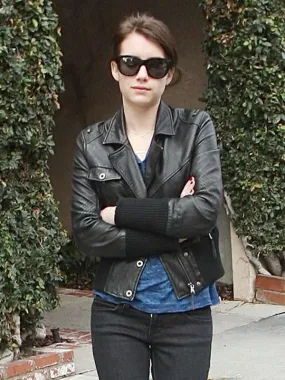 Emma Roberts Black Leather Jacket - New American Jackets