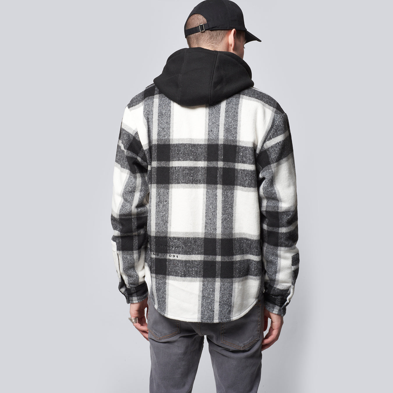 FLANNEL OVERSHIRT - BLACK/OFFWHITE