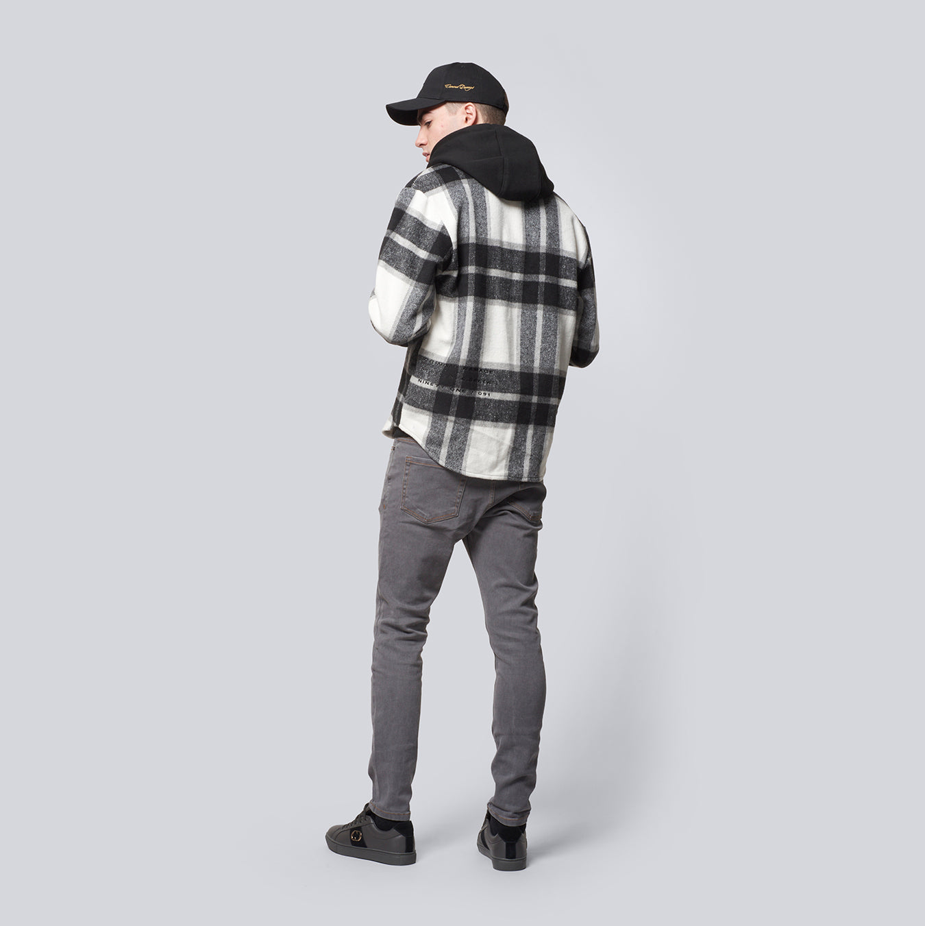 FLANNEL OVERSHIRT - BLACK/OFFWHITE