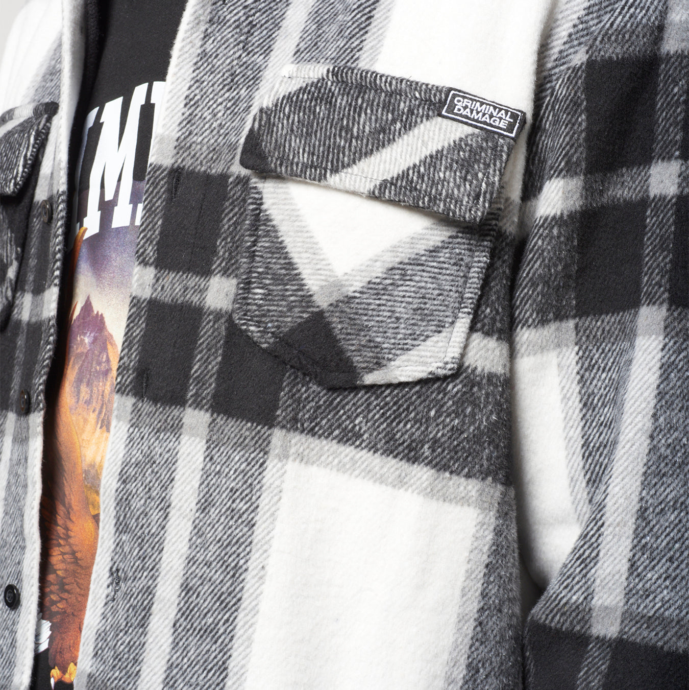 FLANNEL OVERSHIRT - BLACK/OFFWHITE