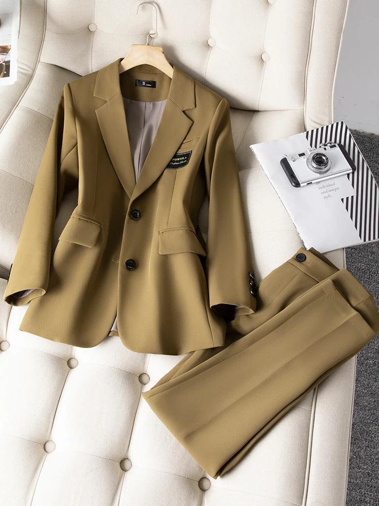 Formal Women Pant Suit with a Chest Badge